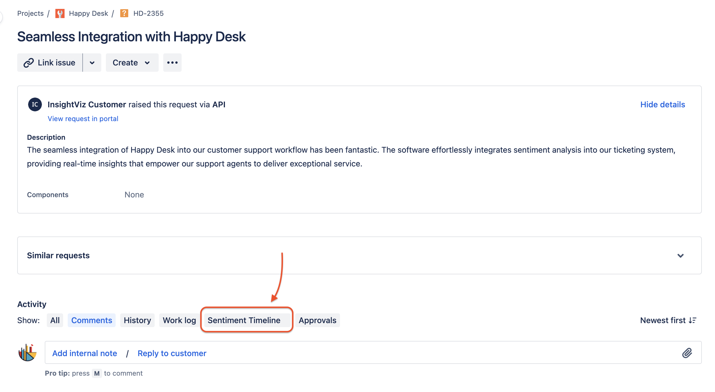 Find sentiment timeline